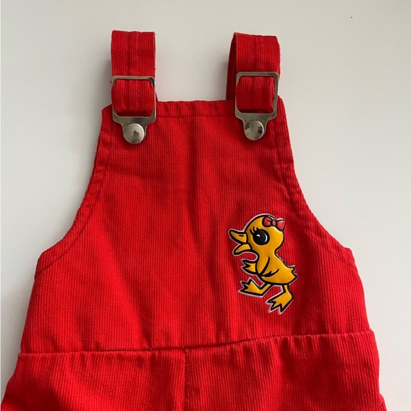 Vintage Deep Orange Ducky Overalls Babies Kids Toddler Childrens Boho Bohemian - Picture 3 of 9